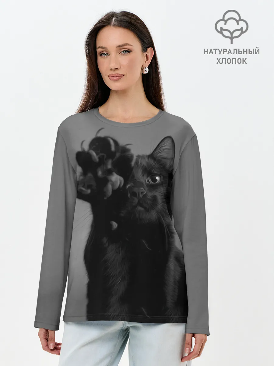 Лонгслив женский. Хлопок / Котик
