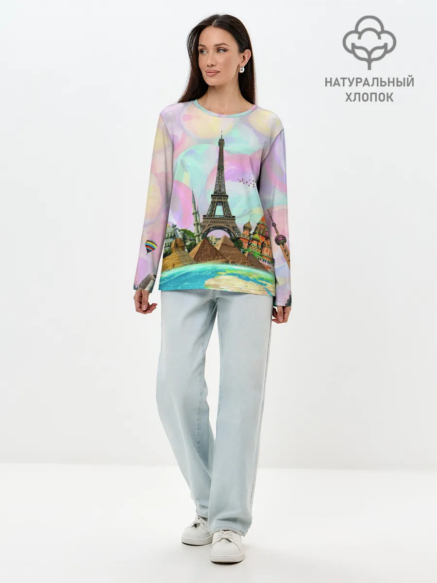 Лонгслив женский. Хлопок / Туризм