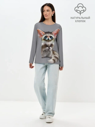 Лонгслив женский. Хлопок / Зверушка