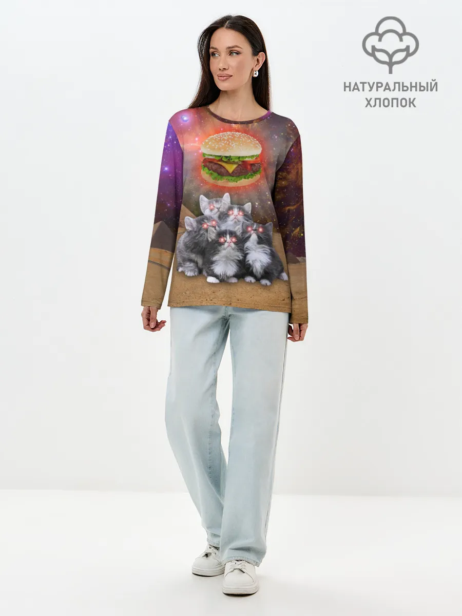 Лонгслив женский. Хлопок / Египетские Коты