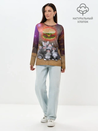 Лонгслив женский. Хлопок / Египетские Коты