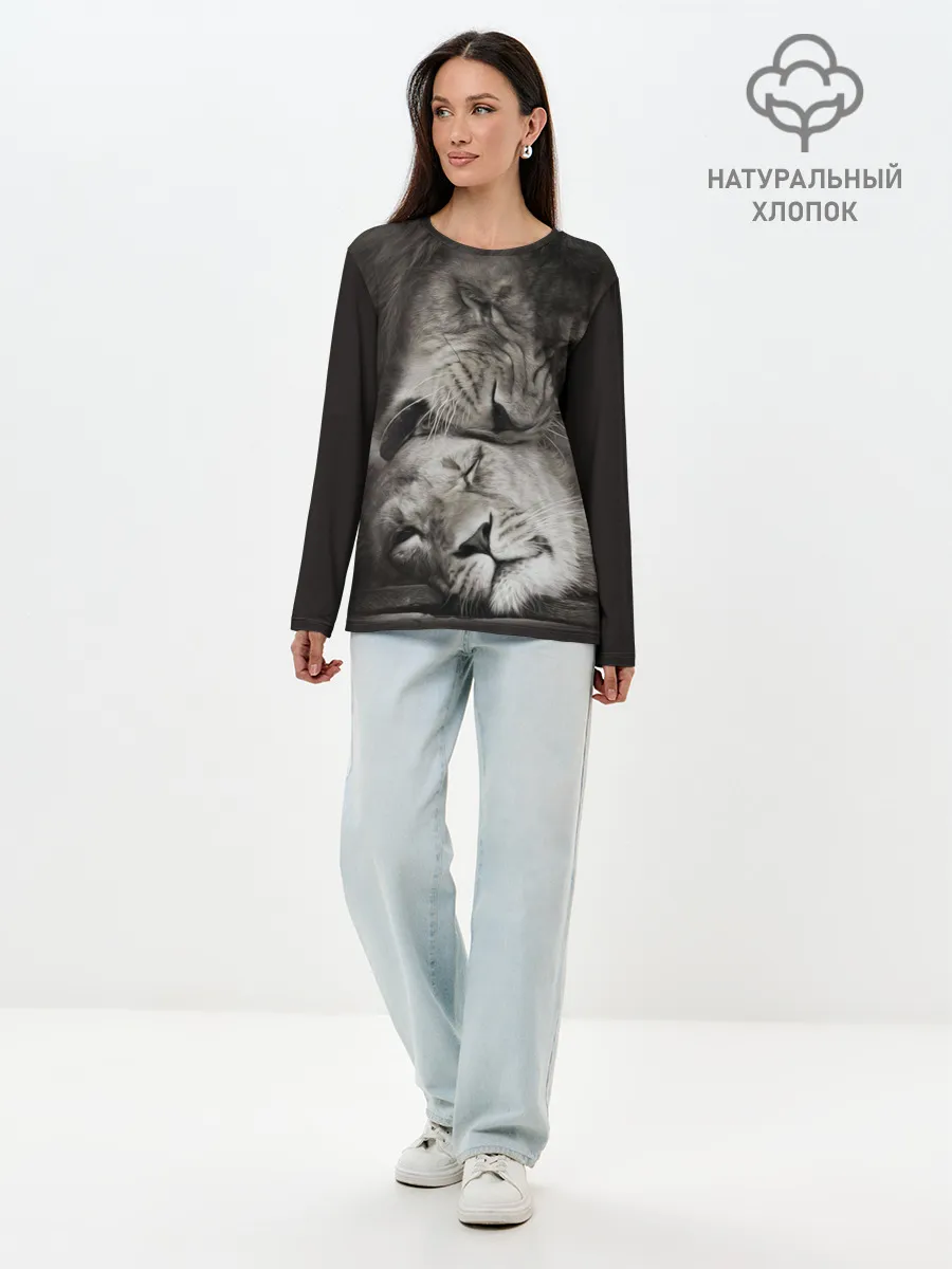 Лонгслив женский. Хлопок / Лев и львица