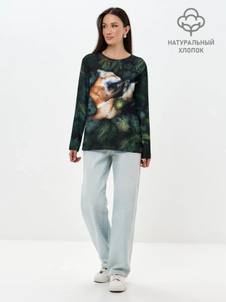 Лонгслив женский. Хлопок / Лисичка в Лесу