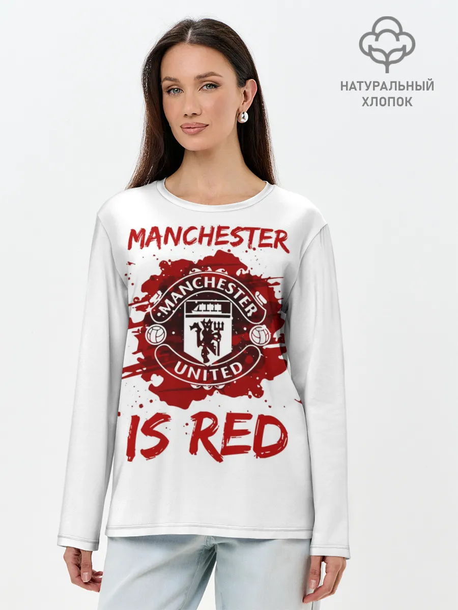 Лонгслив женский. Хлопок / Манчестер Юнайтед