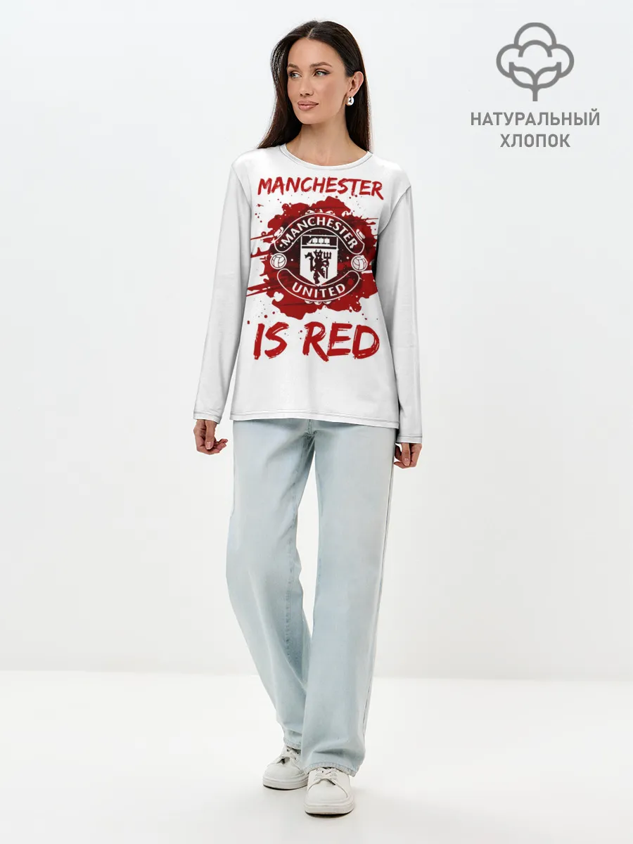 Лонгслив женский. Хлопок / Манчестер Юнайтед