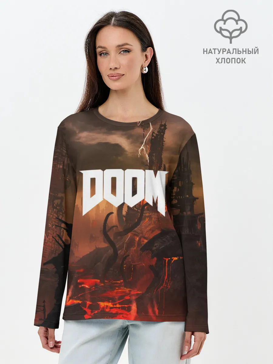 Лонгслив женский. Хлопок / DOOM