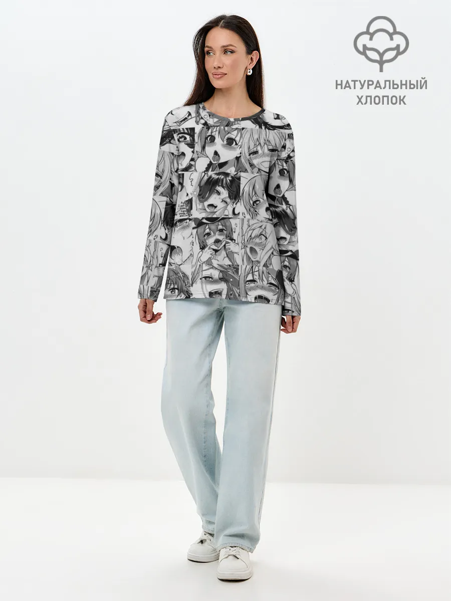 Лонгслив женский. Хлопок / такое разное АХЕГАО. монохром