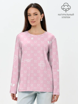 Лонгслив женский. Хлопок / Lil Peep pink pattern