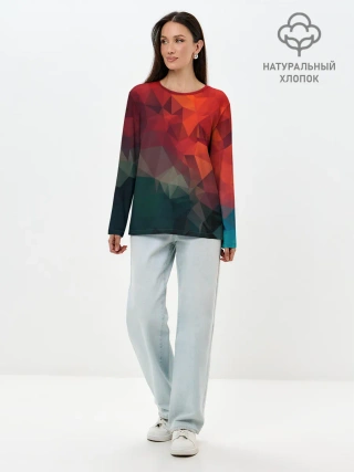 Лонгслив женский. Хлопок / Краски Абстракт
