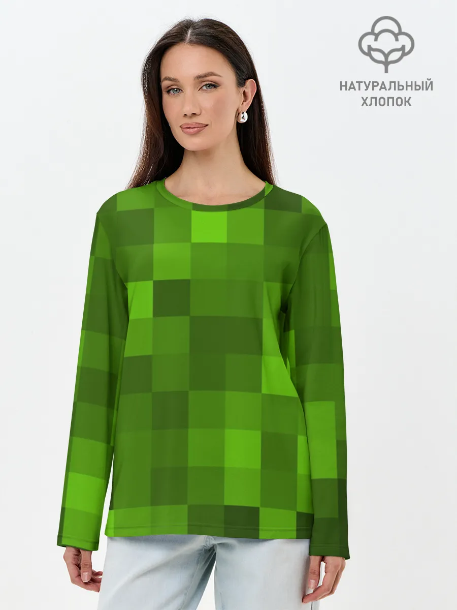 Лонгслив женский. Хлопок / Minecraft