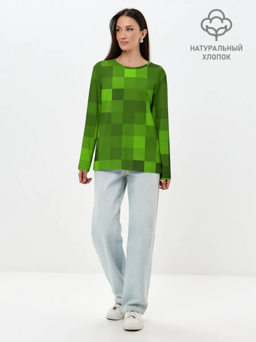 Лонгслив женский. Хлопок / Minecraft
