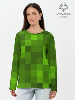 Лонгслив женский. Хлопок / Minecraft