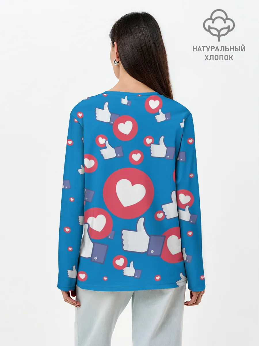 Лонгслив женский. Хлопок / Лайки и сердечки