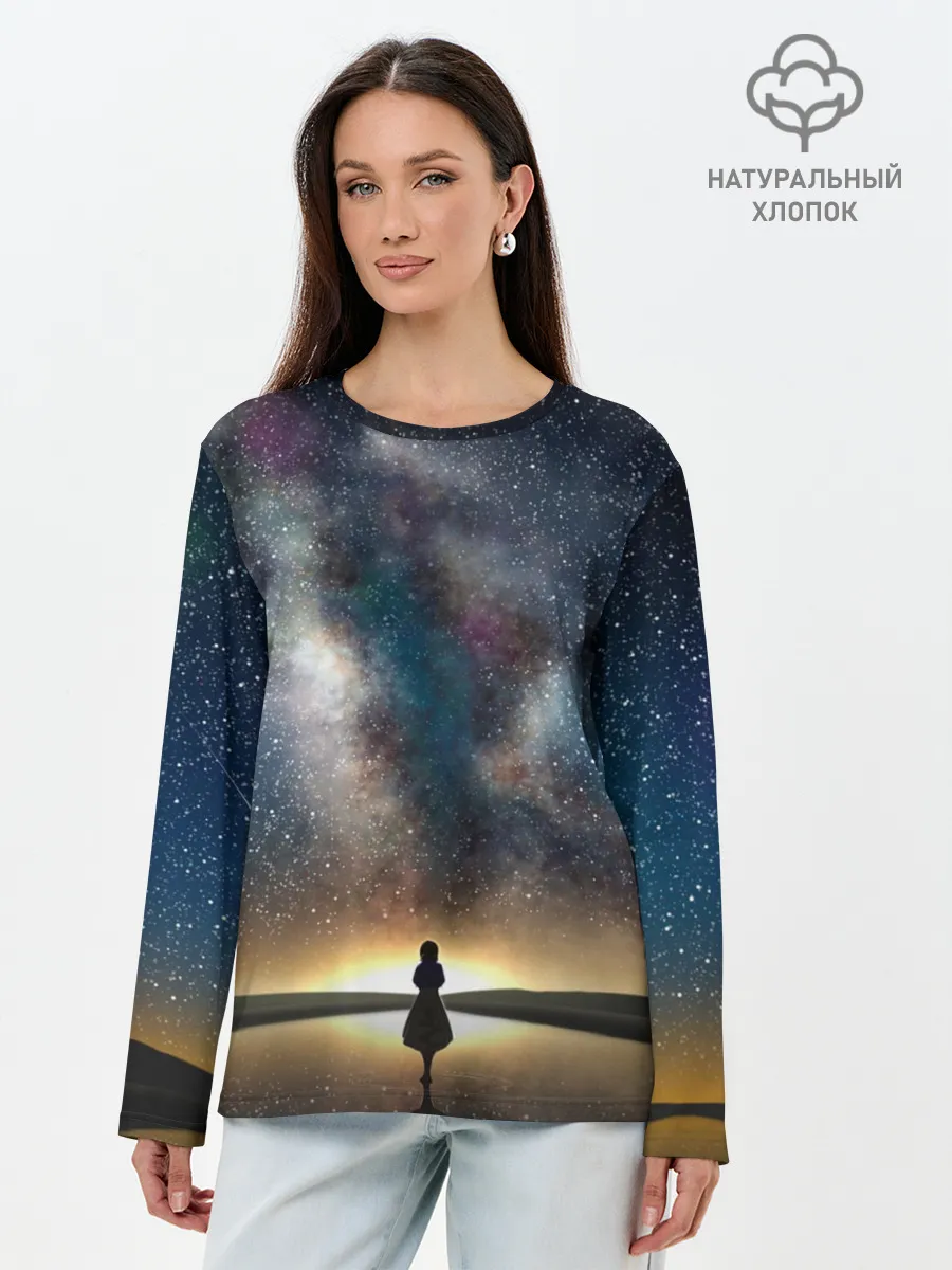 Лонгслив женский. Хлопок / VIOLET EVERGARDEN. Космос