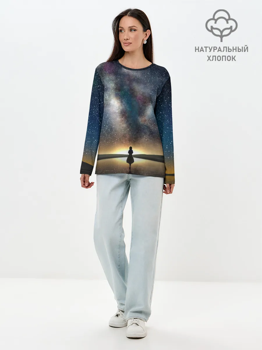Лонгслив женский. Хлопок / VIOLET EVERGARDEN. Космос