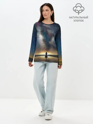 Лонгслив женский. Хлопок / VIOLET EVERGARDEN. Космос