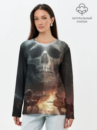 Лонгслив женский. Хлопок / Battlefield Череп