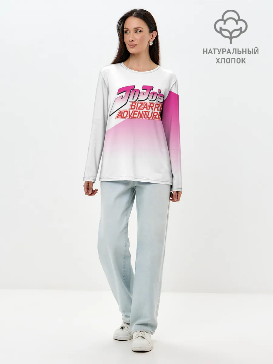 Лонгслив женский. Хлопок / Лого джоджо розовый треугольник