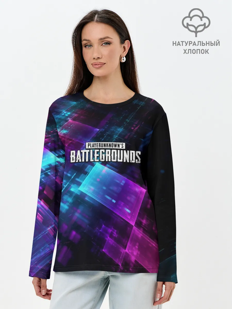 Лонгслив женский. Хлопок / Pubg neon style 2019