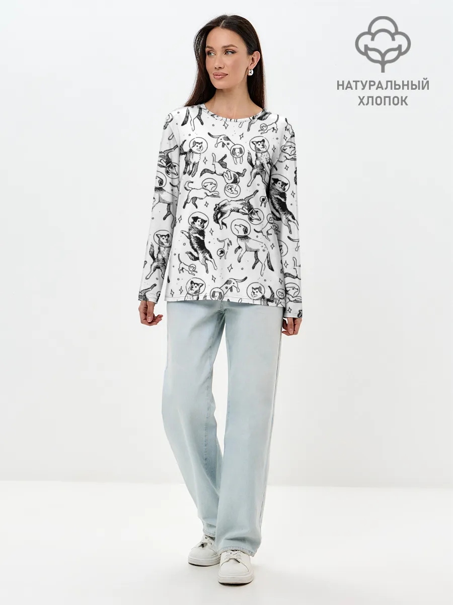 Лонгслив женский. Хлопок / Super Space Dogs