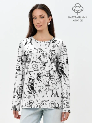 Лонгслив женский. Хлопок / Super Space Dogs