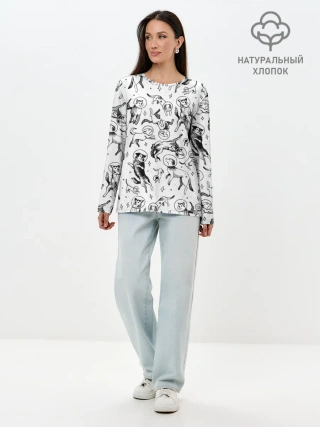 Лонгслив женский. Хлопок / Super Space Dogs