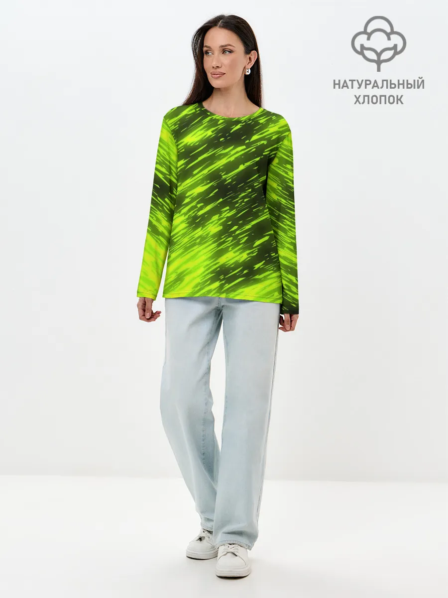 Лонгслив женский. Хлопок / ЗЕЛЕНЫЙ ОГОНЬ