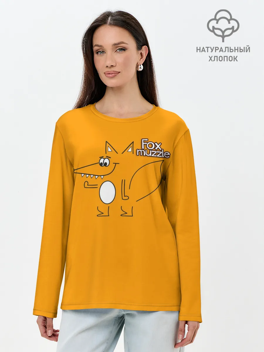 Лонгслив женский. Хлопок / Лисья морда