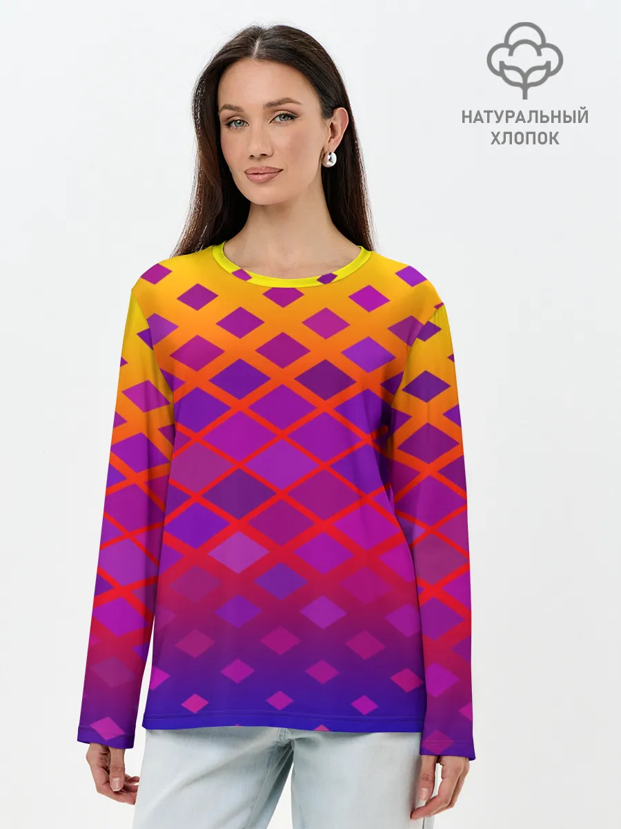 Лонгслив женский. Хлопок / Красочная Геометрия