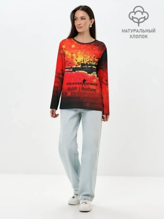 Лонгслив женский. Хлопок / cs go:AWP:Red Line