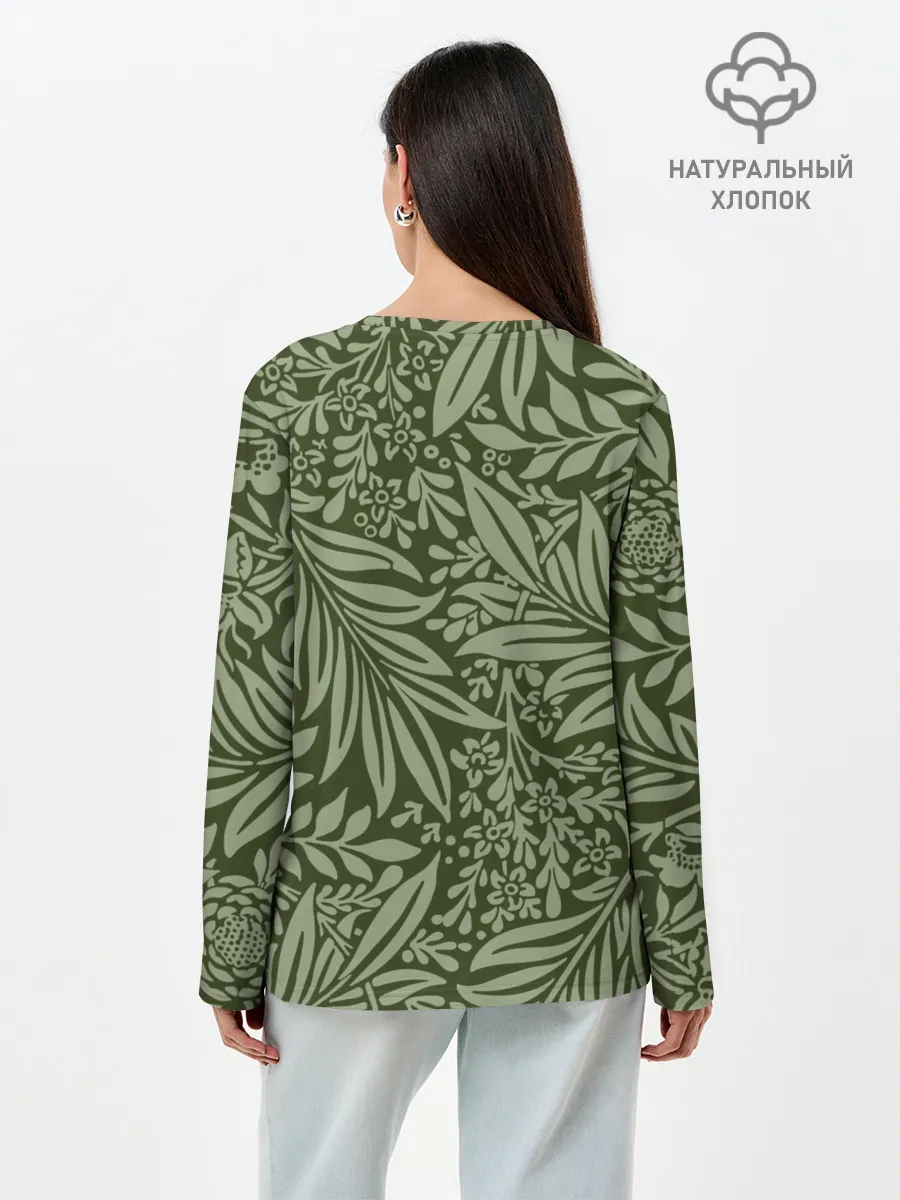 Лонгслив женский. Хлопок / Flowers Green