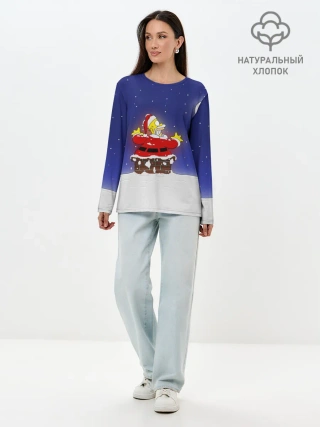 Лонгслив женский. Хлопок / Гомер Санта Клаус