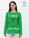 Лонгслив женский. Хлопок / I hate christmas