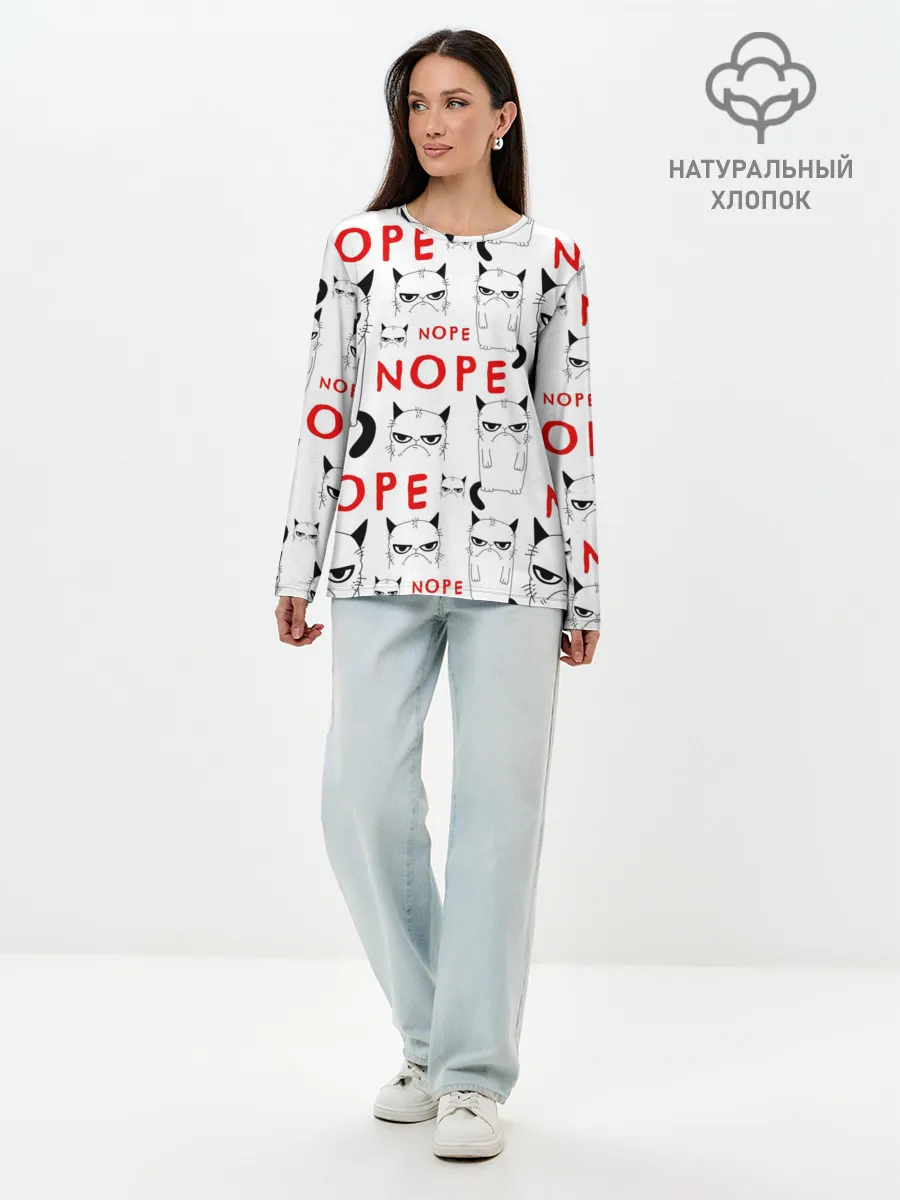 Лонгслив женский. Хлопок / Grumpy Cat. Nope!