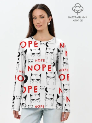 Лонгслив женский. Хлопок / Grumpy Cat. Nope!