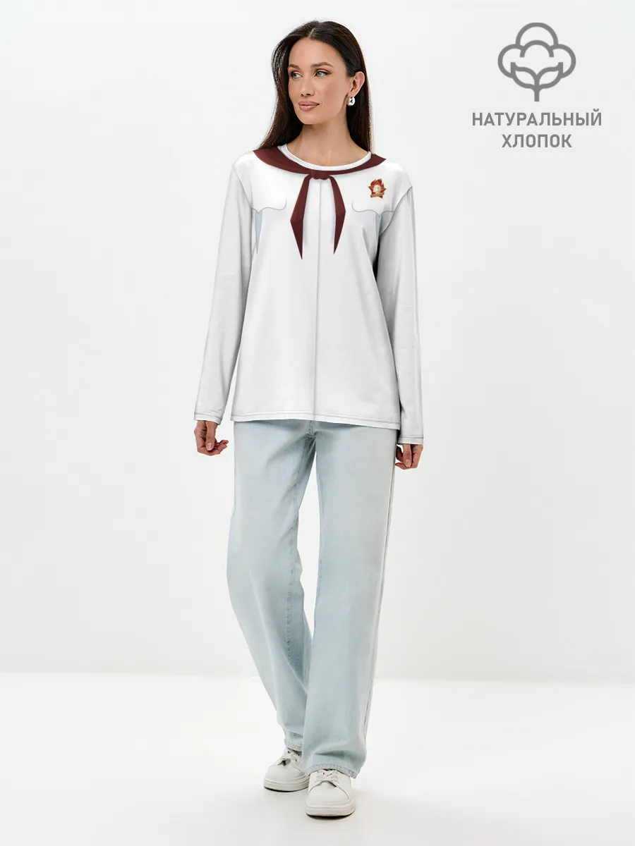 Лонгслив женский. Хлопок / Форма пионера бесконечное лето