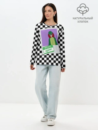 Лонгслив женский. Хлопок / Френдзона Кроки