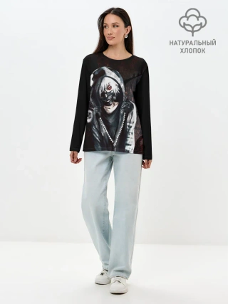 Лонгслив женский. Хлопок / Ken Kaneki в капюшоне