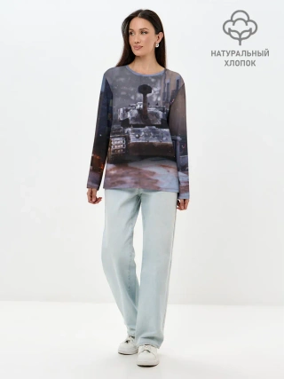 Лонгслив женский. Хлопок / Танк в засаде