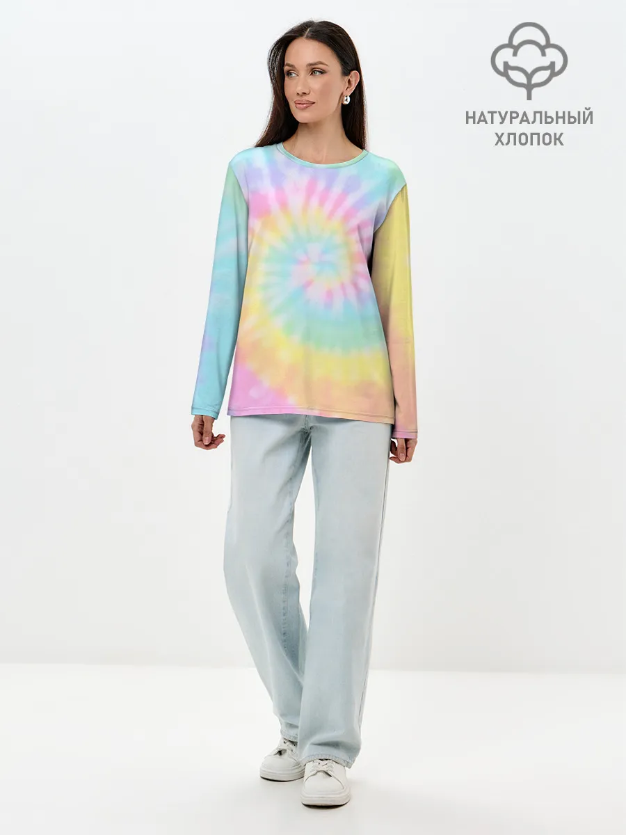 Лонгслив женский. Хлопок / Pastel Tie Dye