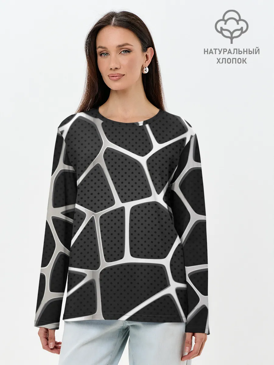 Лонгслив женский. Хлопок / Серебряная паутина