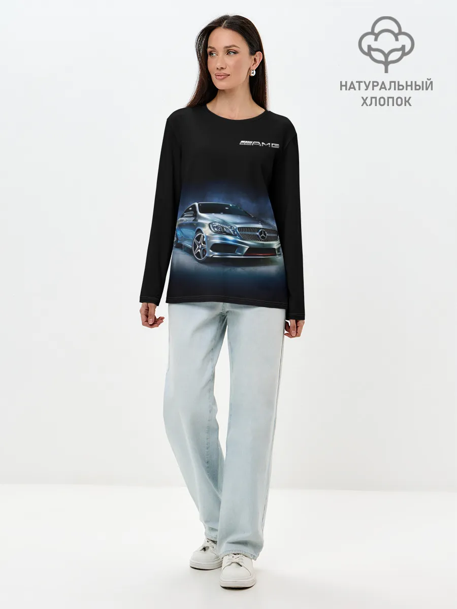 Лонгслив женский. Хлопок / Mercedes AMG