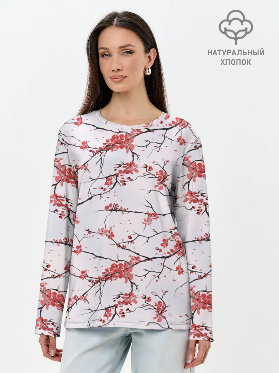 Лонгслив женский. Хлопок / Сакура