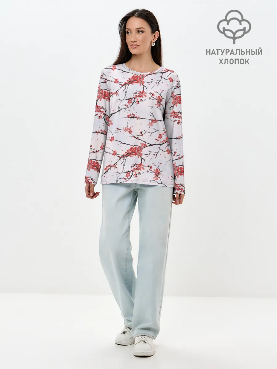 Лонгслив женский. Хлопок / Сакура