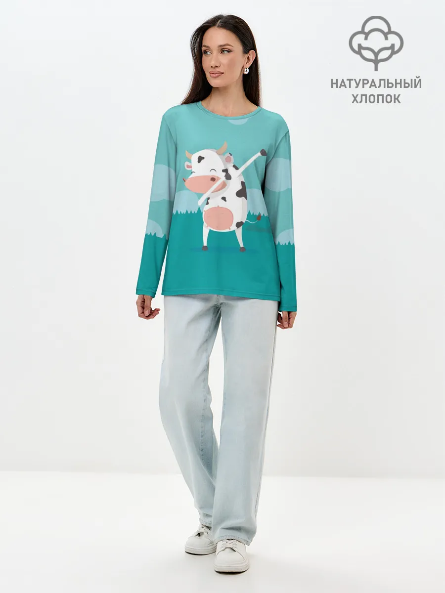 Лонгслив женский. Хлопок / DAB Корова