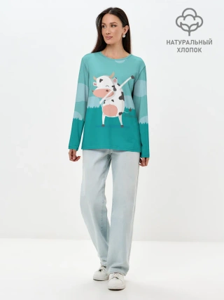 Лонгслив женский. Хлопок / DAB Корова