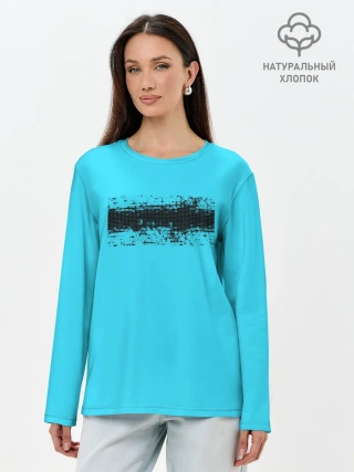 Лонгслив женский. Хлопок / Гранж голубой