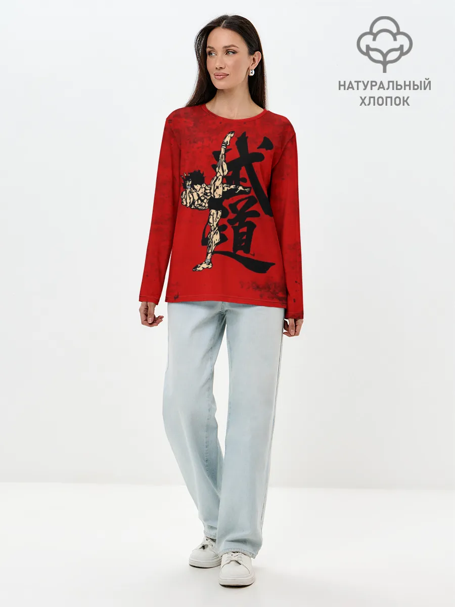 Лонгслив женский. Хлопок / Боец Баки / Baki the Grappler