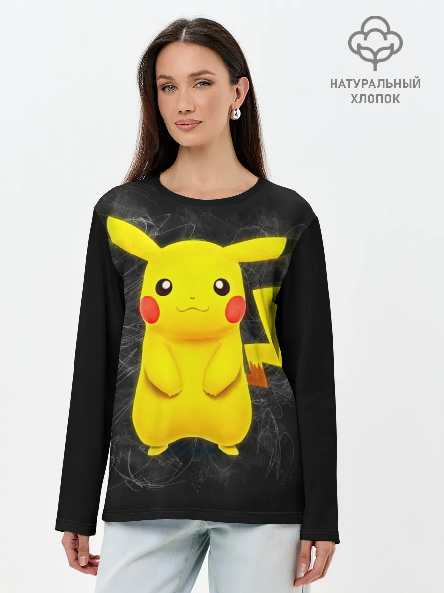 Лонгслив женский. Хлопок / Покемон Пикачу