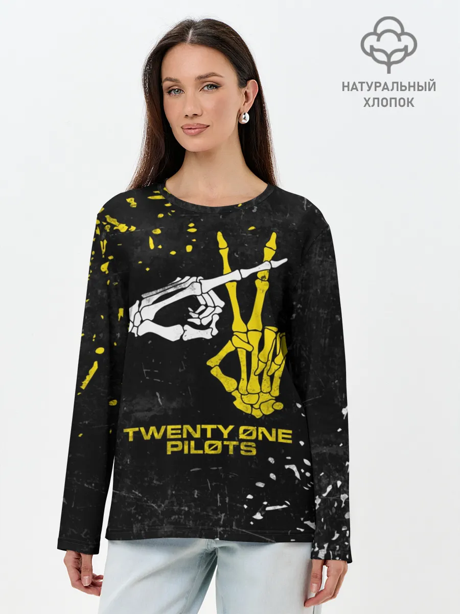 Лонгслив женский. Хлопок / TOP - Skeleton Clique